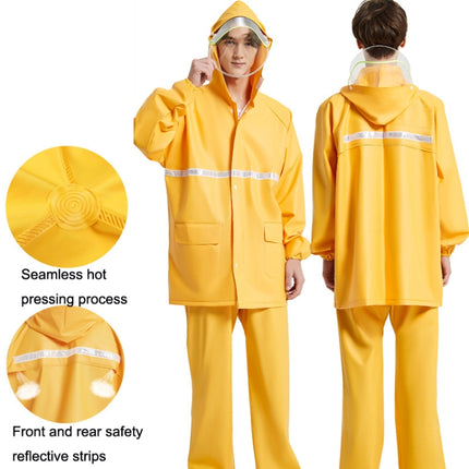 Adult Anti-Riot HD Double Brim Raincoat Rainpants Sets, Size: L(Yellow)-garmade.com