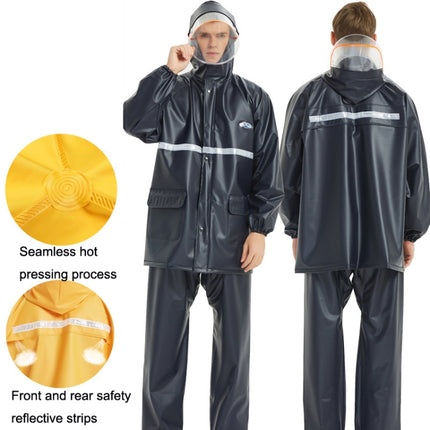 Adult Anti-Riot HD Double Brim Raincoat Rainpants Sets, Size: L(Navy)-garmade.com