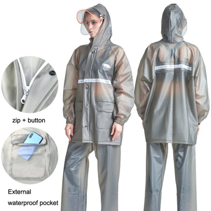 Adult Anti-Riot HD Double Brim Raincoat Rainpants Sets, Size: L(Water Gray)-garmade.com