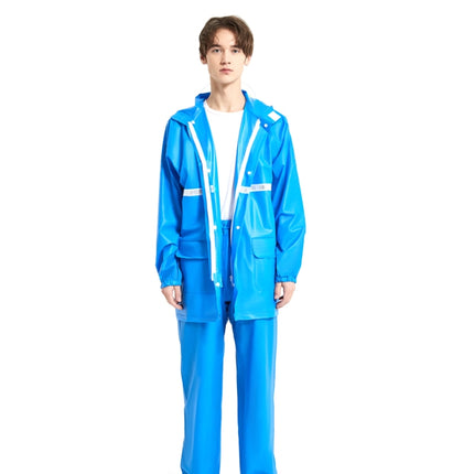 Adult Anti-Riot HD Double Brim Raincoat Rainpants Sets, Size: L(Lake Blue)-garmade.com