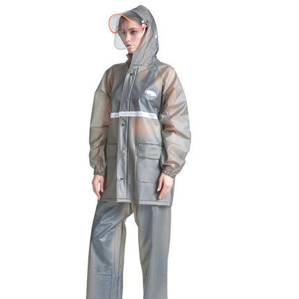 Adult Anti-Riot HD Double Brim Raincoat Rainpants Sets, Size: XL(Water Gray)-garmade.com