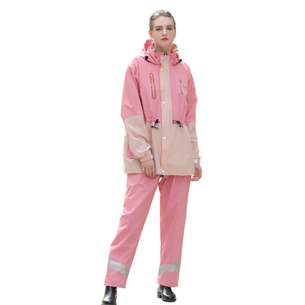 Rainfreem Outdoor Reflective Fashion Split Raincoat Rain Pants Set, Size: S(Pink)-garmade.com