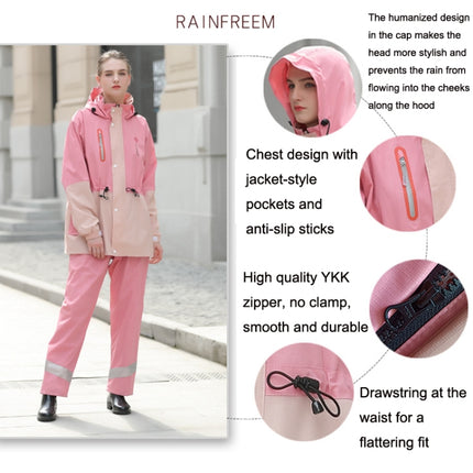 Rainfreem Outdoor Reflective Fashion Split Raincoat Rain Pants Set, Size: XL(Pink)-garmade.com