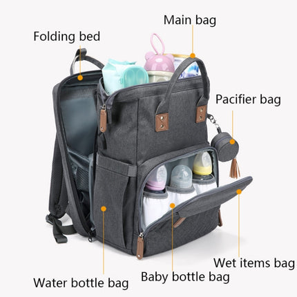 2069-A1 Portable Folding Baby Bed Mother And Baby Bag(Grey)-garmade.com