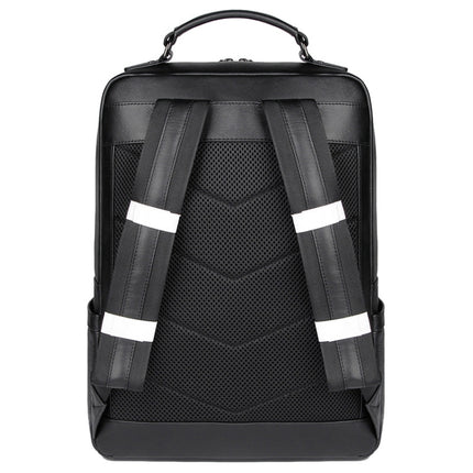 Casual Business Cowhide Leather Backpack Laptop Bag For Men(Black)-garmade.com