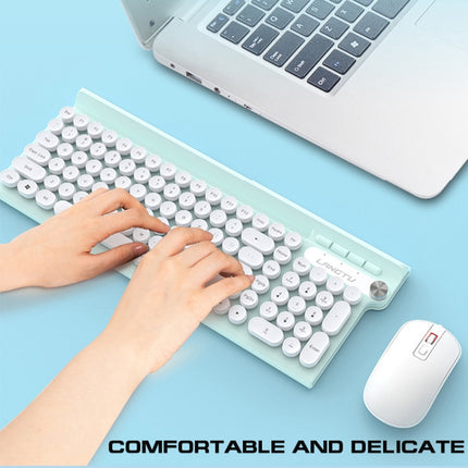LANGTU L3 102 Keys Anti-Spill Silent Office Wired Mechanical Keyboard, Cable Length: 1.5m(White Green)-garmade.com