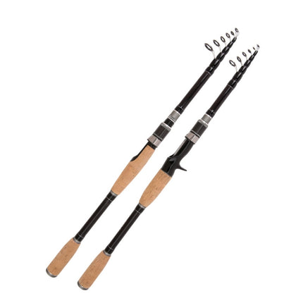 Telescopic Carbon Lure Rod Short Section Fishing Casting Rod, Length: 1.8m(Curved Handle)-garmade.com
