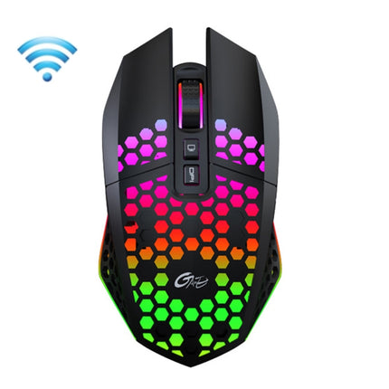 FMOUSE X801 8 Keys 1600DPI Hollow Luminous Gaming Office Mouse,Style: Black Wireless Rechargeable-garmade.com