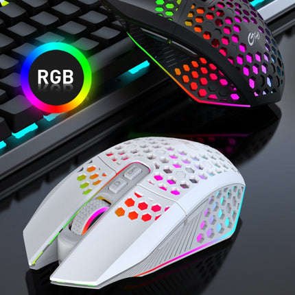 FMOUSE X801 8 Keys 1600DPI Hollow Luminous Gaming Office Mouse,Style: Black Wireless Rechargeable-garmade.com