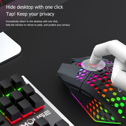 FMOUSE X801 8 Keys 1600DPI Hollow Luminous Gaming Office Mouse,Style: Black Wireless Rechargeable-garmade.com