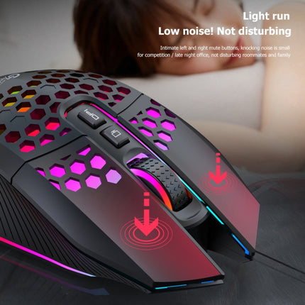 FMOUSE X801 8 Keys 1600DPI Hollow Luminous Gaming Office Mouse,Style: Black Wireless Rechargeable-garmade.com