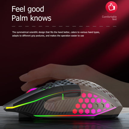 FMOUSE X801 8 Keys 1600DPI Hollow Luminous Gaming Office Mouse,Style: Black Wireless Rechargeable-garmade.com