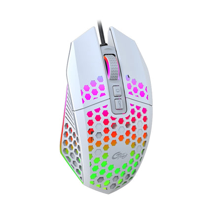 FMOUSE X801 8 Keys 1600DPI Hollow Luminous Gaming Office Mouse,Style: White Wired-garmade.com