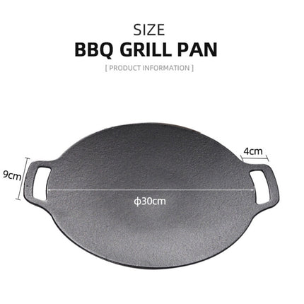 Outdoor Camping BBQ Cast Iron Grill Pan,Style: Baking Pan+Hemp Rope-garmade.com