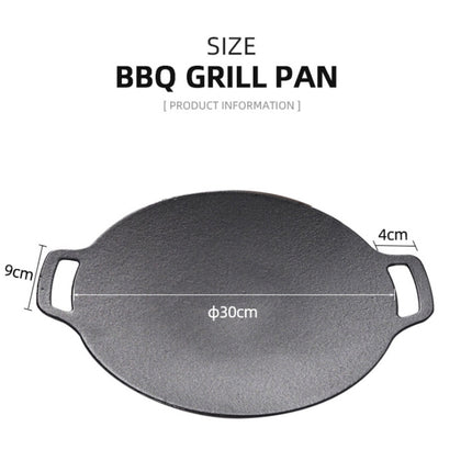 Outdoor Camping BBQ Cast Iron Grill Pan,Style: Baking Pan+Net+Hemp Rope-garmade.com