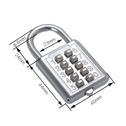 2 PCS 10-Bit Button Password Lock Cabinet Door Tool Box Button Padlock(Electroplating White)-garmade.com