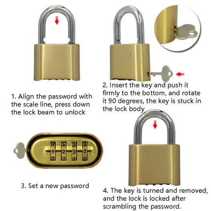 Brass Large Long Warehouse Door Logistics 4 Bit Password Lock-garmade.com