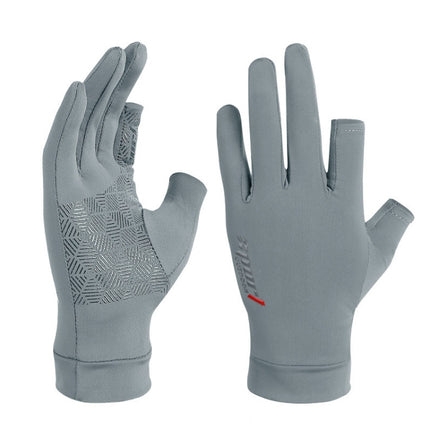 Sports Riding High Elasticity Fishing Protective Gloves, Size: One Size(Gray Two Fingers)-garmade.com