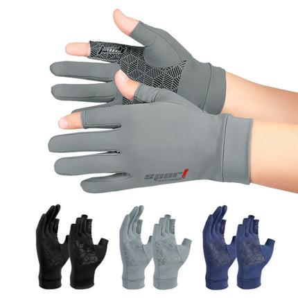 Sports Riding High Elasticity Fishing Protective Gloves, Size: One Size(Gray Two Fingers)-garmade.com