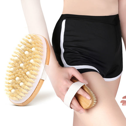 PPR Soft Beaded Boar Bristle Handleless Oval Massage Bath Brush(As Show)-garmade.com