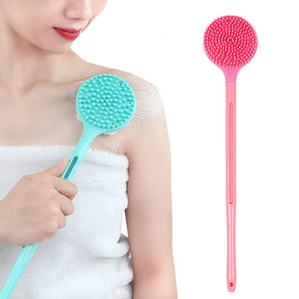 Silicone Massage Long Handle Double Sided Bath Brush(Pink)-garmade.com