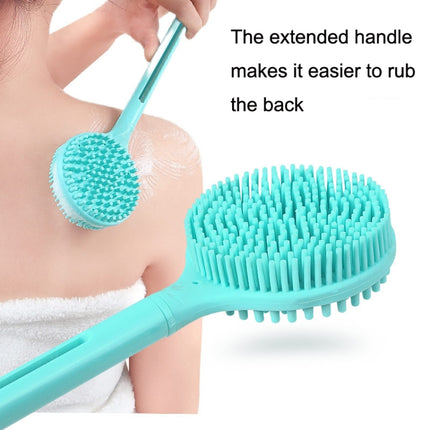 Silicone Massage Long Handle Double Sided Bath Brush(Blue)-garmade.com