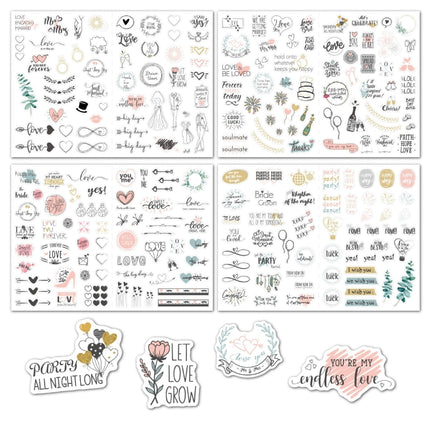 230 PCS Wedding Planning Stickers Engagement Planning Sticker Pack(4 sheets / set)-garmade.com