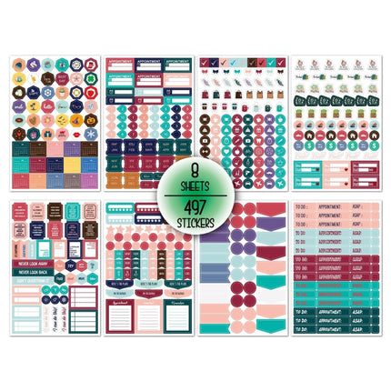 2 Sets Planner Sticker Business Fitness Day Theme Planning Sticker(8 Sheets / set)-garmade.com