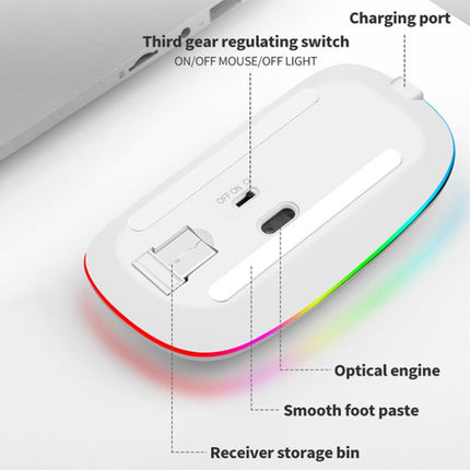K-Snake BM110 RGB Lighting Effect Wireless Bluetooth Mouse(White)-garmade.com