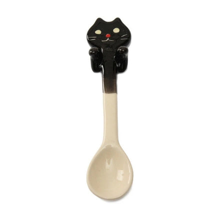4 PCS Cartoon Tableware Ceramic Coffee Cup Hanging Spoon(Black Cat)-garmade.com