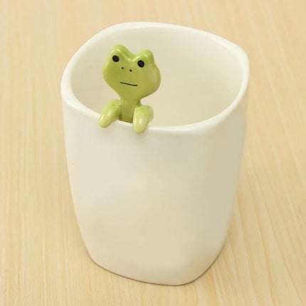 4 PCS Cartoon Tableware Ceramic Coffee Cup Hanging Spoon(Pink Pig)-garmade.com
