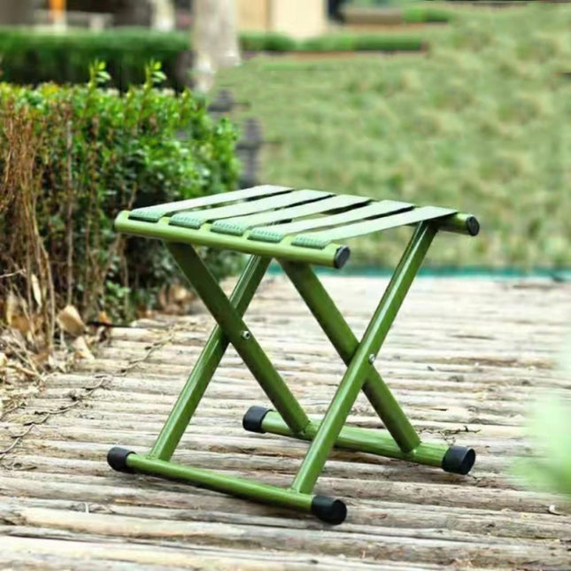 Lacquer Thickened Folding Stool Fishing Stool(Green)-garmade.com