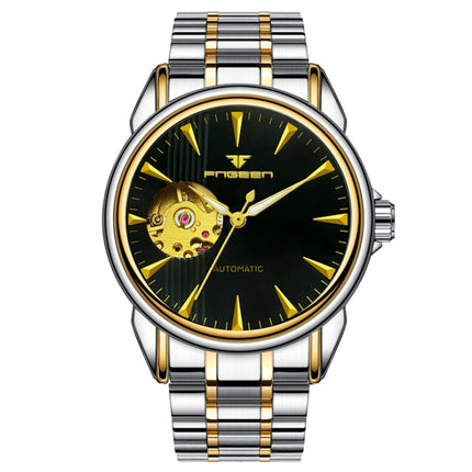 FNGEEN 8813 Multifunction Automatic Men Mechanical Watch(Gold Black Surface)-garmade.com