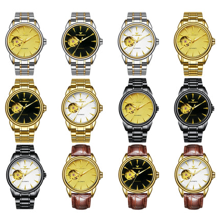 FNGEEN 8813 Multifunction Automatic Men Mechanical Watch(Full-gold White Surface)-garmade.com