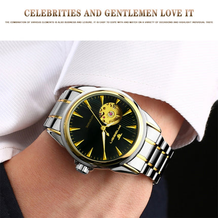 FNGEEN 8813 Multifunction Automatic Men Mechanical Watch(Brown Leather Gold Black Surface)-garmade.com