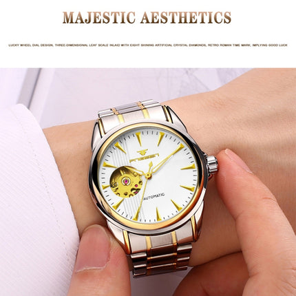 FNGEEN 8813 Multifunction Automatic Men Mechanical Watch(Brown Leather Gold Gold Surface)-garmade.com