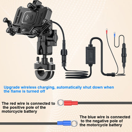 Motorcycle Bracket Crab Navigation Phone Bracket,Style： U-shaped+15W Wireless Charging-garmade.com