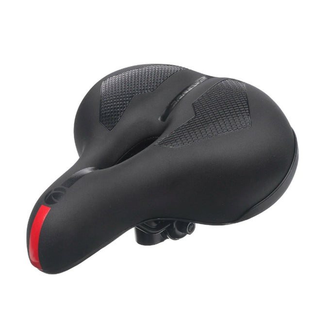 SGODDE Mountain Bike Shock Absorbing Thickened Soft Saddle(Black Red)-garmade.com