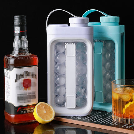 2-in-1 Portable Ice Ball Cold Kettle Silicone Ice Cube Mold Frozen Ice Cube Box(Light Blue)-garmade.com