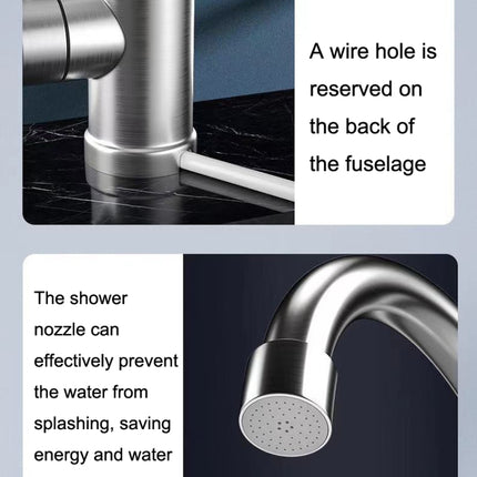 Household Kitchen Electric Hot Water Fauce EU Plug, Style: Stainless Steel Universal Pipe Type-garmade.com