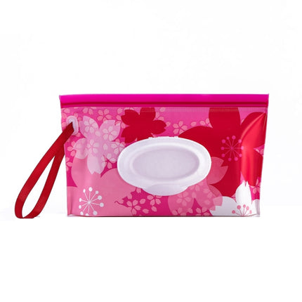Baby EVA Wet Wipes Bag Portable Flip Removable Sanitary Wet Wipes Bag(Red Flower)-garmade.com