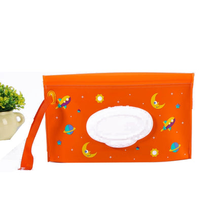 Baby EVA Wet Wipes Bag Portable Flip Removable Sanitary Wet Wipes Bag(Orange Space)-garmade.com