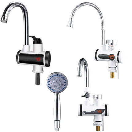 Kitchen Hot and Cold Dual-use Instant Faucets EU Plug, Style: Round Screen Type-garmade.com