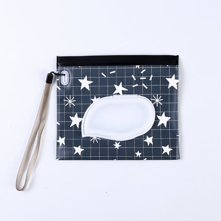3 PCS Baby EVA Wet Wipes Bag Flip Removable Paper Towel Cosmetic Cotton Bag(Black Stars)-garmade.com
