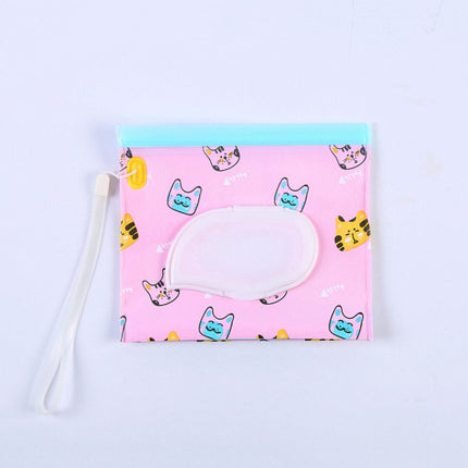 3 PCS Baby EVA Wet Wipes Bag Flip Removable Paper Towel Cosmetic Cotton Bag(Kitten)-garmade.com
