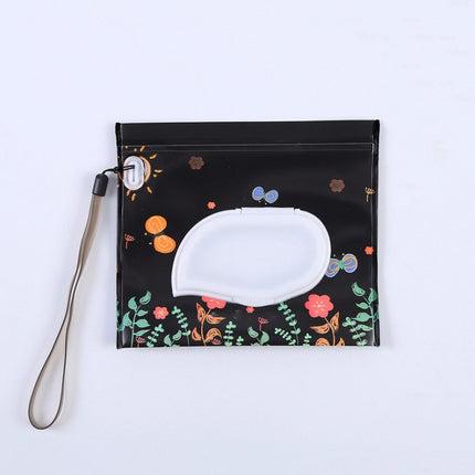 3 PCS Baby EVA Wet Wipes Bag Flip Removable Paper Towel Cosmetic Cotton Bag(Black Butterfly)-garmade.com