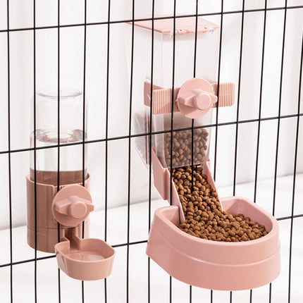 Pet Hanging Feeder Cat Automatic Drinker, Style: Feeder+Drinker(Pink)-garmade.com