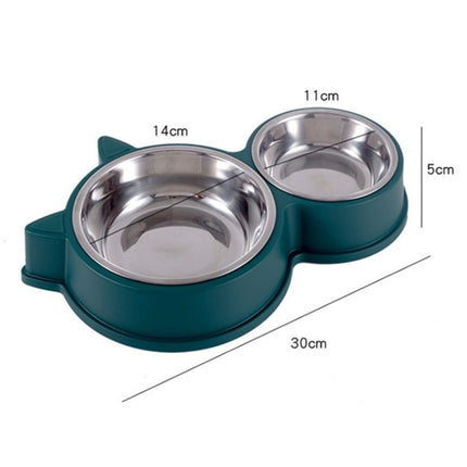 Pet Cat Ears Stainless Steel Double Bowl(Yellow)-garmade.com