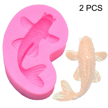 2 PCS Goldfish Baking Fondant Silicone Mold Cake Decorating(Pink)-garmade.com