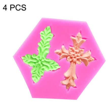 4 PCS Cross Shape Silicone Fondant Cake Mold Baking Tool(Pink)-garmade.com